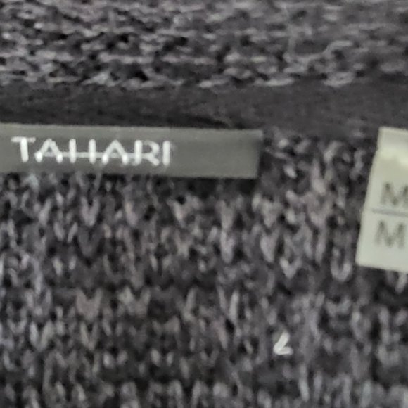 Tahari Black Knit Sweater Tunic / Jacket, sz M - Picture 6 of 8